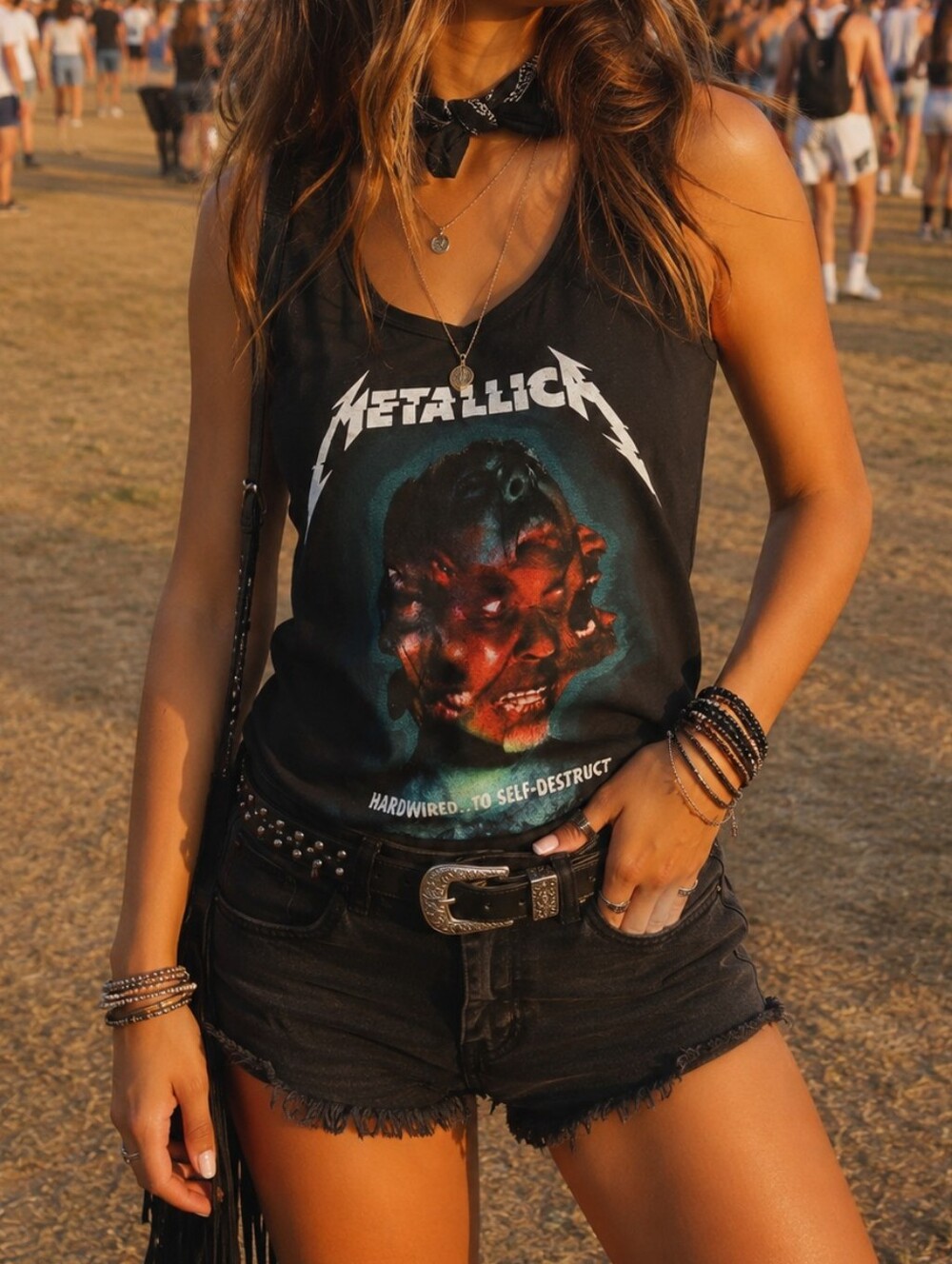 Next Level Apparel Metallica Hardwired To Self-Destruct Black Graphic Band Tank